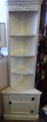 An Old Charm Cream Painted Corner Display Unit, together with another corner cupboard, approx 68 x