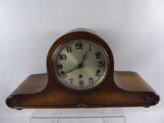 An Oak Cased Edwardian Style Napoleon Mantel Clock, the clock having a Westminster chiming movement,