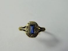 A Lady's Antique 18 ct Gold and Platinum Ceylon Sapphire and Diamond Ring, size N, approx 2.5 gms,