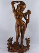 A Teak Wood Carving of a Balinese Beauty, approx 62 cms