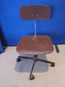 A Mid 20th Century Danish Rabami Swivel Office Chair.