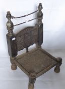 An Antique Tibetan Antique Hand Carved Prayer Chair.