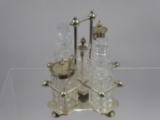 Five Cut Glass and Chrome Plated Cruet Sets and Stands, approx five.