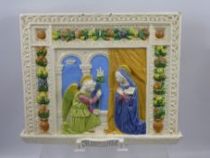 An Early 20th Century Majolica Ceramic Tile, hand painted in polychrome, depicting 'The