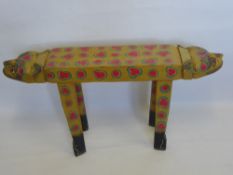 An Indonesian Hand Painted Seat, modelled as a twin headed cat, approx 103 x 53 cms