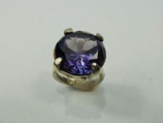 A Lady's Vintage Amethyst and Silver Ring, amethyst 15.7 mm, size N, approx 6.2 gms.
