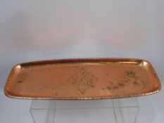 An Arts & Crafts Hugh Wallace Copper Tray, stamped HW, approx 45 x 17 cms