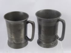 Two 19th Century English Pewter 1 Quart Measures, both inscribed with public house names and