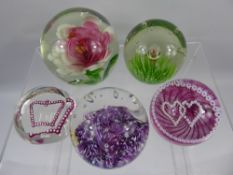 A Quantity of Glass Paperweights, including Caithness 'Twin Hearts', 'Goldfish Bowl', 'Mdina',
