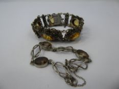 Two Vintage Coloured Stone Silver Bracelets.