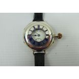A Gentleman's Solid Silver and Enamel Self Wind Half Hunter Trench Watch, by H.W. Benson, London,