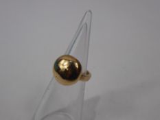 A Lady's 14 ct Yellow Gold Button Ring, size L, approx 10.6 gms.