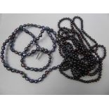 Lady's Miscellaneous Black Pearl Necklaces, approx 240 cms and 98 cms in length(untested), small