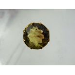 A Lady's Citrine Ring, the stone approx 15 mm, size S, approx 5.5 gms