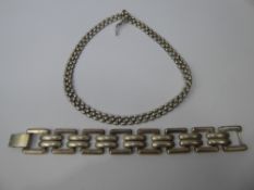 A Lady's Continental 925 Silver Bracelet, mm HJH, possibly Danish, the bracelet having matt-finish