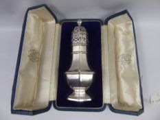 A Victorian Silver Caster, London hallmark, dated 1873, mm Goldsmiths & Silversmiths Co, 18 cms h,