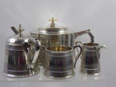 A Good Quality Silver Plated Tea Pot, with ivory finial and embossed decoration, together with a