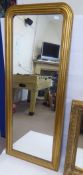 An Ornate Gilt Effect Cheval Wall Mirror, the mirror with heavy beaded frame, approx 66 x 164 cms