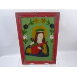 Two Circa 1900 Romanian Folk Glass Painted Icons of Naive Form. (2) Note: There has been a Folk