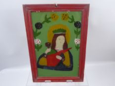 Two Circa 1900 Romanian Folk Glass Painted Icons of Naive Form. (2) Note: There has been a Folk