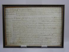 An Antique Vellum Manuscript, dated 1692, the manuscript mentioning Cheltenham, approx 27 x 19 cms