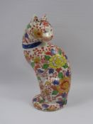 A 19th Century Japanese Imari Porcelain Figure of a Cat, approx 27 cms. (af)