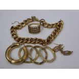 Miscellaneous 9 ct Gold Jewellery, including curb link bracelet and a quantity of lady's earrings,