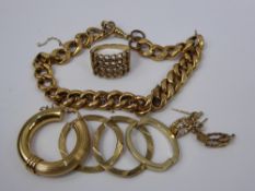 Miscellaneous 9 ct Gold Jewellery, including curb link bracelet and a quantity of lady's earrings,