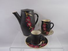 A Part Marazion Cornish Pottery Coffee Set, comprising Coffee Pot and Lid, five coffee cans, five