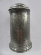 An Antique Pewter Lidded Glass Bottom Tankard, inscribed 'Exeter College Scratch 8's and dated 1874,