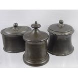 Three 19th Century English Pewter Tobacco Jars. (3)