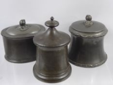 Three 19th Century English Pewter Tobacco Jars. (3)