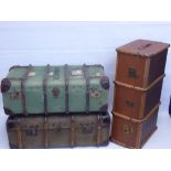 A Trio of Vintage Steam Trunks, the first approx 53 x 33 x 93 cms. the other two approx 52 x 32 92