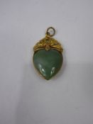 A Lady's Moss Agate Heart Shaped Pendant, in 9 ct gold surround, approx 8.3 gms.