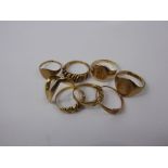 Eight Miscellaneous 9 ct Gold Rings, approx 15.5 gms