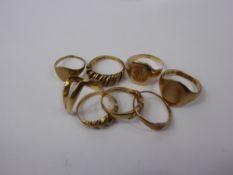 Eight Miscellaneous 9 ct Gold Rings, approx 15.5 gms