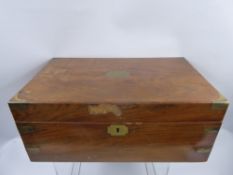 A Gentleman's Antique Writing Box, with blue tooled leather interior, together with another