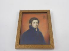 A Fine 19th Century Portrait Miniature, depicting a young gentleman, approx 7.5 x 9 cms (af)