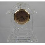 A Waterford Crystal Mantel Clock, approx 18 x 10 cms, with Roman dial.