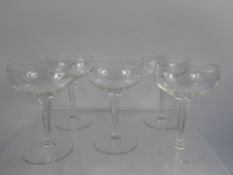 Ten Fine Miniature Champagne Glasses, cup shaped.