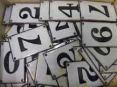 A Box of Enamel Number Tiles.