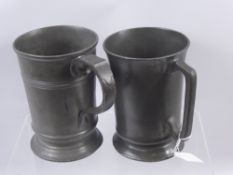 Two 19th Century English Pewter 1 Quart Measures, both inscribed with public house names and