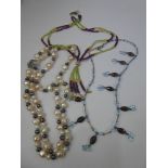 Three Gems TV Jewellery Items, including Pearl and Silver Necklace, Multi Gem Silver Necklace x