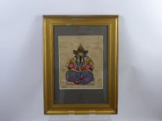 A 20th Century Tapestry, depicting Genghis Khan, framed and glazed together with a tapestry by