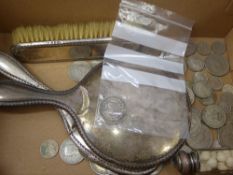 Miscellaneous Silver, including Hairbrush, Mirror, Perfume Bottle, together with silver and silver-