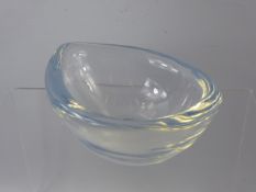 A Swedish Orrefors Opaque Glass Bowl, acid etched engraving to base,approx 17 x 7 cms together
