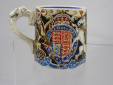 A Dame Laura Knight Coronation King George and Queen Elizabeth Lion Handle Commemorative Mug.
