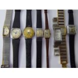 Miscellaneous Vintage Gentleman's Wristwatches, including Smiths Dulux Tank Style Watch, Ingersoll