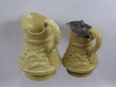 Two W. Ridgway Tam o' Shanter Pottery Jugs, the jugs with impressed marks to base and dd 1835, one
