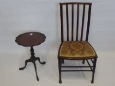 Edwardian Mahogany Child's Chair, together with a pie-crust occasional table. (2) af